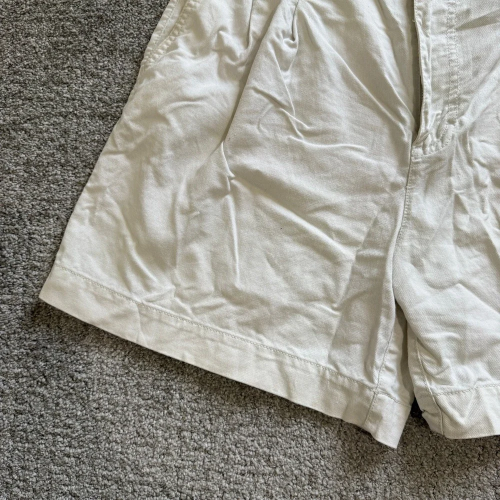 Madewell Pleated Cotton Linen Shorts Cream Sz 6 Coastal Minimal Tailored Preppy - Picture 4 of 11